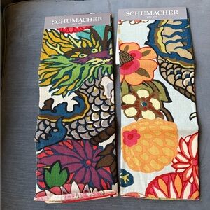Two Schumacher Chiang Mai Dragon Fabric Samples